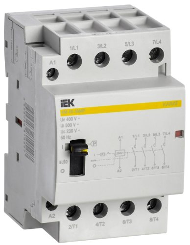 Контактор модульный IEK KARAT КМ40-40МР 3п 4НО 40А 230В с ручкой управления АС  картинка